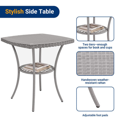 UDPATIO Gartenmöbel Set 3-teilig Polyrattan Lounge Balkon grau