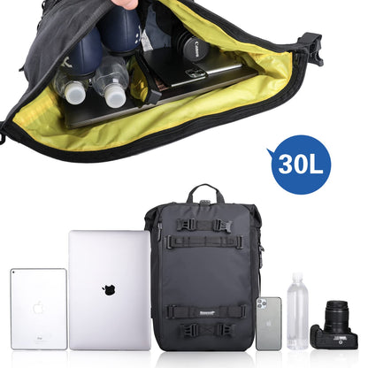 Rhinowalk Motorradtasche 30 L Schwarz mit wasserdichter Innentasche