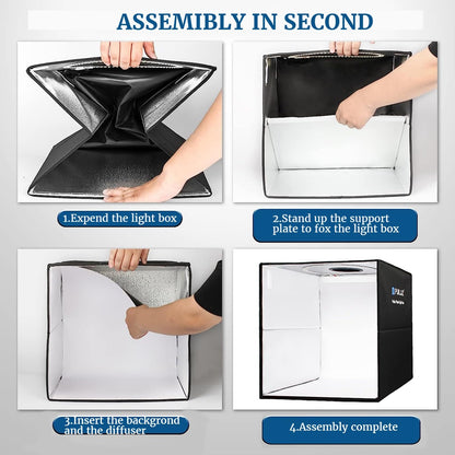 PULUZ Fotobox 40x40cm - Faltbares Dimmbares LED Lichtzelt
