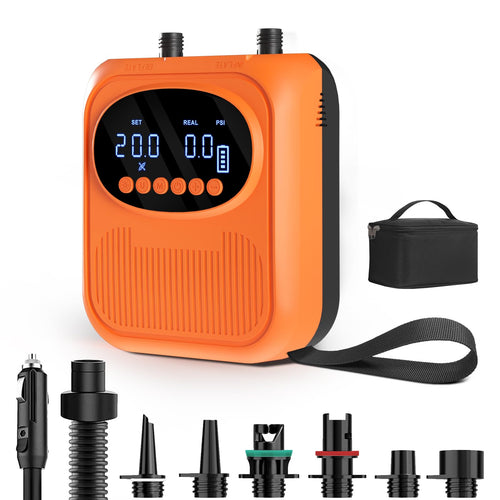 Mojimdo Elektrische SUP-Pumpe 20 PSI, Akku-Luftpumpe mit 5 Modi – kompakt, kabellos, mit Trageschlaufe