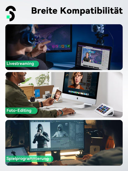 SOOMFON Stream Controller Deck – Weiss für Streaming & Editing