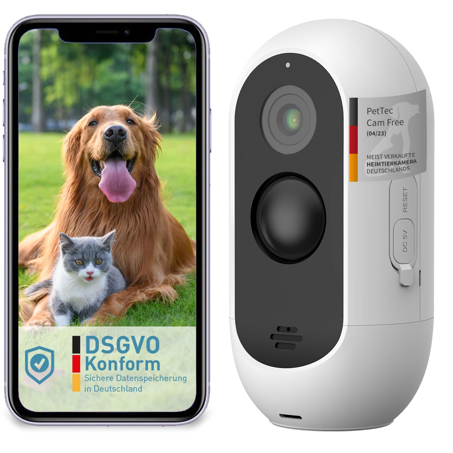 PetTec Cam Free Outdoor Hundekamera - wetterfeste WLAN-Kamera mit Akku