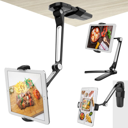 AboveTEK Tablet Halterung TS-396B – Wand- & Tischhalter, schwarz, schwenkbarer Aluminiumarm