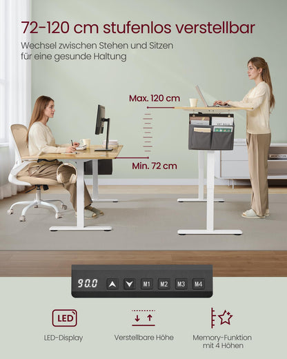 SONGMICS höhenverstellbarer Schreibtisch elektrisch, 160 x 70 cm