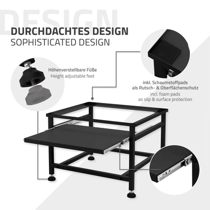 ML-Design Waschmaschinen-Untergestell mit ausziehbarer Ablage - Schwarz