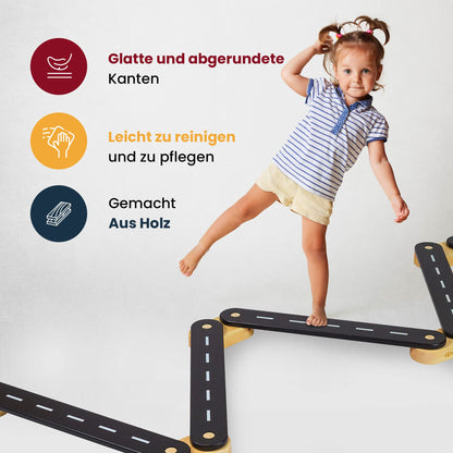 MEOWBABY Balancierbalken Balancierset Kinder indoor – Natur