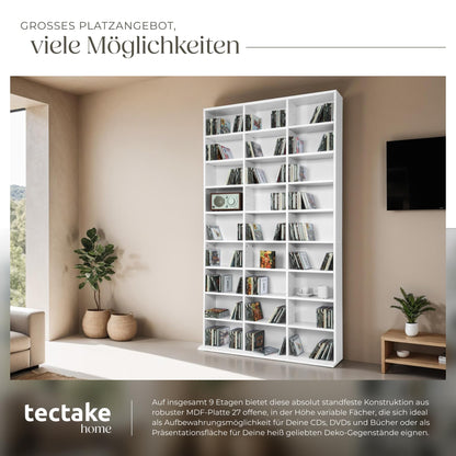 tectake Regal Aufbewahrung Bücherregal Standregal - Weiss