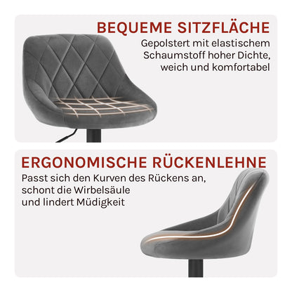 WOLTU Barhocker 2er Set – höhenverstellbar, drehbar, Dunkelgrau