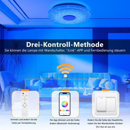 TOPPLEE LED Deckenleuchte dimmbar RGB Sternenhimmel mit Fernbedienung