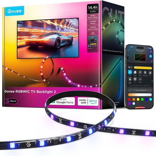 Govee TV LED Hintergrundbeleuchtung 2 RGBWIC 4,4 m für 32-70 Zoll TVs