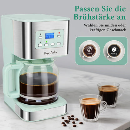 Taylor Swoden Filterkaffeemaschine mit Timer, 1,5 L, 12 Tassen, Grün