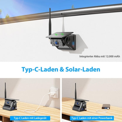 ZEROXCLUB Rückfahrkamera kabellos Solar mit 7 Zoll 1080P Monitor