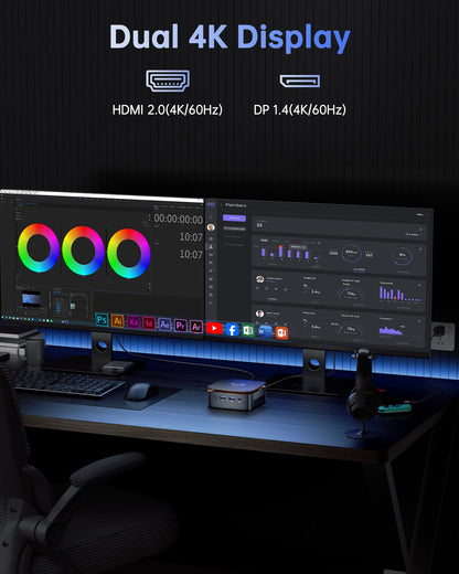 NiPoGi Essenx E1 Mini PC - Win 11 Pro, Intel N95, 16GB/512GB