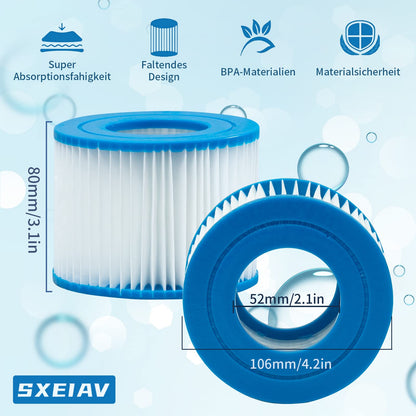 SXEIAV Filterkartuschen Typ VI, 16 Stück, für Bestway Flowclear Spa
