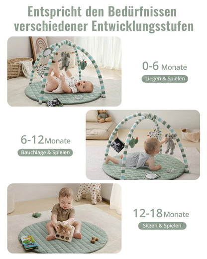 Blissful Diary Spielbogen Baby mit 6 Spielzeugen, Salbeigrün