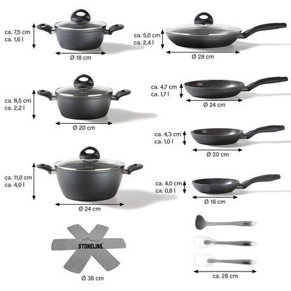 STONELINE Ceramic Kochgeschirr Set 16-teilig Induktion - Grau