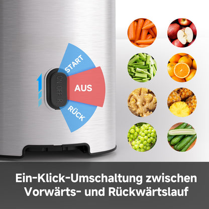 AMZCHEF Slow Juicer 135KJBY Entsafter mit 136 mm Einwurfschacht