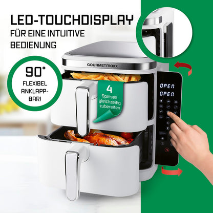 GOURMETmaxx FryUp vertikale Doppelkammer-Heissluftfritteuse 10L
