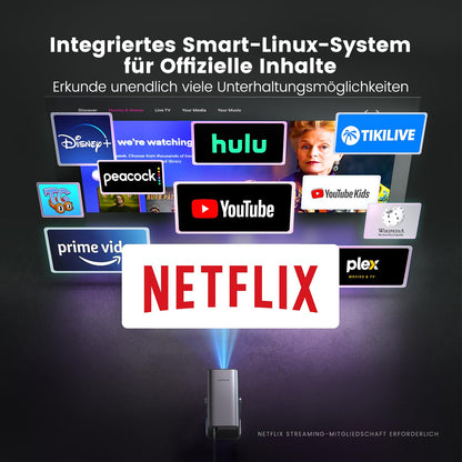 Mini Beamer 4K Smart Heimkino Projektor - Auto Fokus, Kurzdistanz