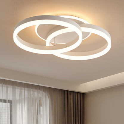 Amdelne LED Deckenleuchte 2-Ringe, dimmbar mit Fernbedienung, weiss, aus Aluminium und Acryl