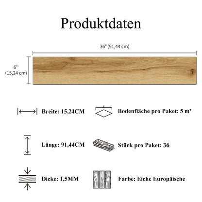Mysflosy Vinylboden selbstklebend PVC Bodenbelag Eiche 36 Dielen 5 m²