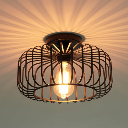 FRIDEKO HOME Deckenlampe Schwarz aus Metall, E27, 1-flammig, Ø 30 cm