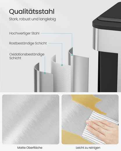 SONGMICS Mülleimer Küche 2 x 15 L Mülltrennsystem, Softclose-Deckel