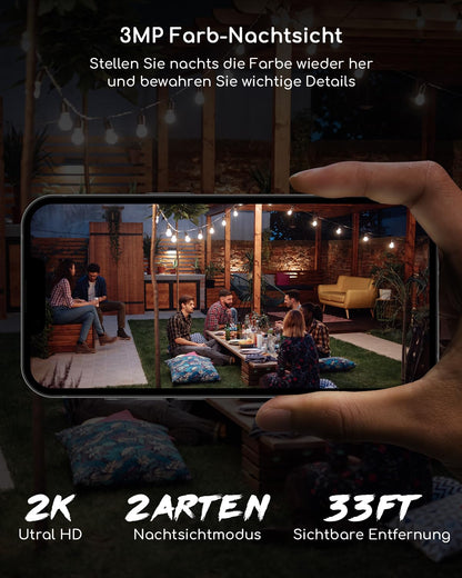 COOAU 2K Akku Überwachungskamera Aussen - 2er Set