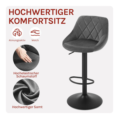 WOLTU Barhocker 2er Set – höhenverstellbar, drehbar, Dunkelgrau