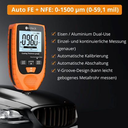 Neoteck Lackdickenmessgerät Auto – Stahl Alu 0-1500μm