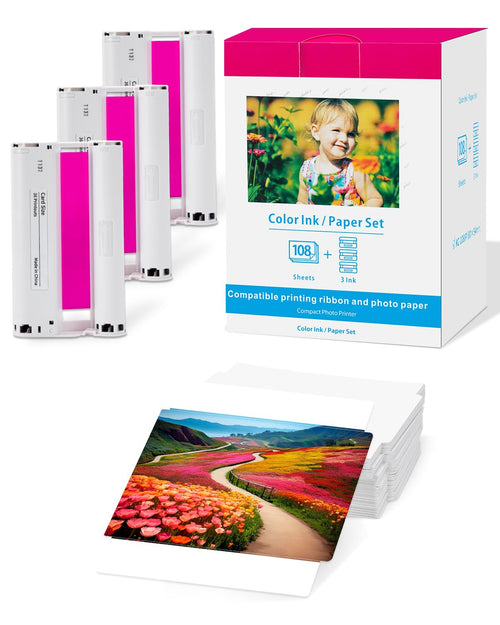 MarkField KC-108IP Fotopapier und Farbband für Canon Selphy CP1500, 108 Blatt glänzendes Fotopapier im Kartenformat