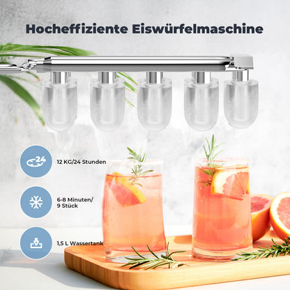 Acmeenjoy Eiswürfelmaschine HZB-12/K, 12 kg/24 h, Selbstreinigung