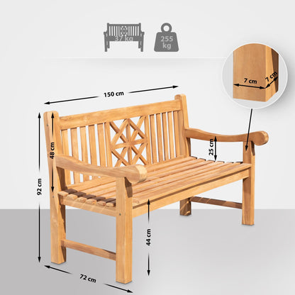 CLP Teak Vollholz Gartenbank Florida I – Sitzbank 150 cm