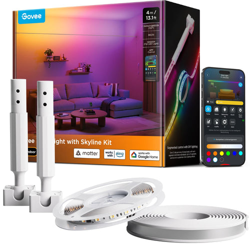 Govee LED Strip Skyline Kit RGBWWIC Streifen Matter-kompatibel - 4m. Flexibler Streifen für smarte RGBWWIC Akzentbeleuchtung.