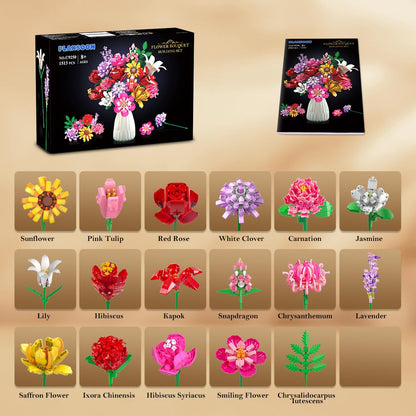 PLAXSOON Blumen Bauset C9250, Blumenstrauss Bausteine, 1464 Teile