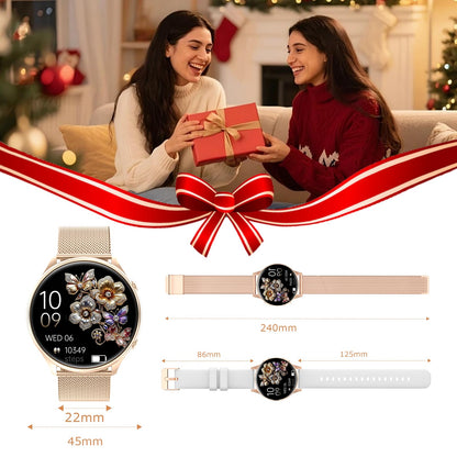 Miecgth S51 Smartwatch Damen, Telefonfunktion, 1,39 Zoll, Rosa Gold