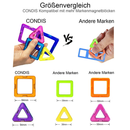 CONDIS Magnetische Bausteine STEM Spielzeug – 160 Teile