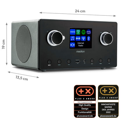MEDION P85444 2.1 Internetradio mit Subwoofer, DAB+/UKW, Titan