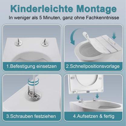 MEEJEE D-Form KURZ WC-Sitz – Absenkautomatik Quick Release Weiss