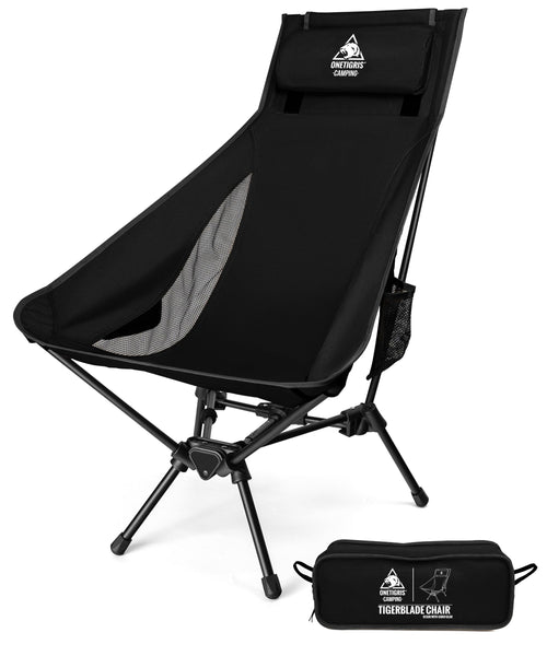 OneTigris TIGERBLADE Hochlehner Campingstuhl Ultraleicht - Schwarz