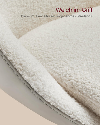 VASAGLE Drehstuhl LJB100W01 – Verstellbar für Büro & Schminktisch Cremeweiss