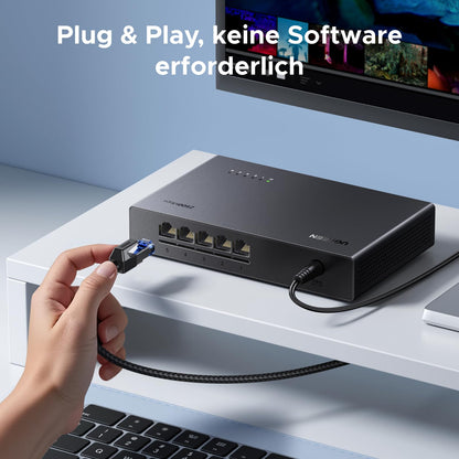 UGREEN 2.5G LAN Switch mit 5 Ports, unmanaged und lüfterlos