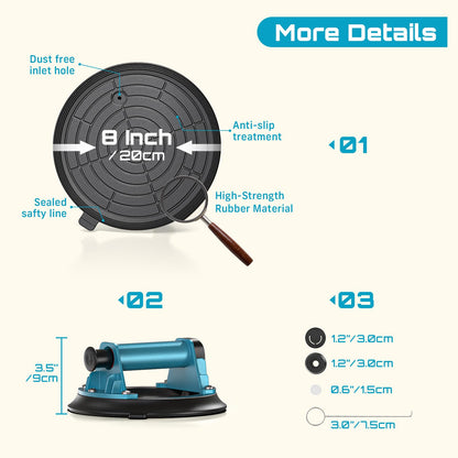 SEESII Vakuum Saugheber SC-8M, 8-Zoll-Glassauger, 2er-Set, 200 kg