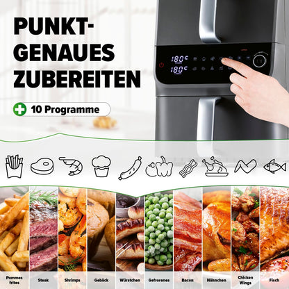 GOURMETmaxx FryUp Doppelkammer Heissluftfritteuse – 10 L MultiSize