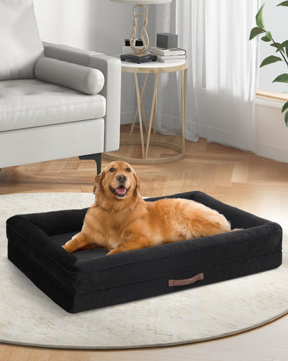 Upvilla Orthopädisches Hundebett XL, waschbar, schwarz, 117x76 cm