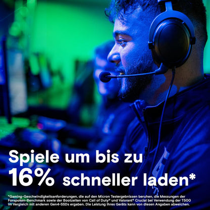 Crucial T500 SSD 2TB PCIe Gen4 NVMe M.2 mit Kühlkörper