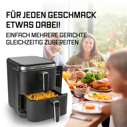 GOURMETmaxx FryUp Vertikale Doppelkammer Heissluftfritteuse 10L
