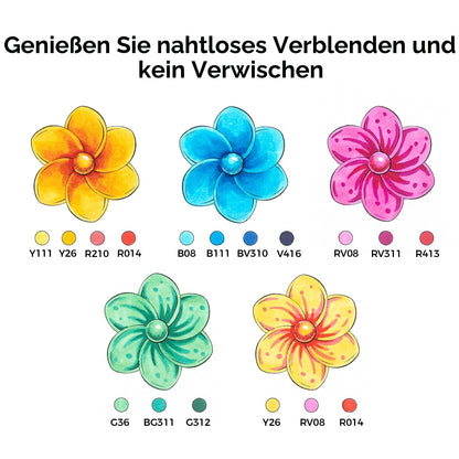 Ohuhu Alkoholmarker Set 72 Farben Pinsel- und Feinspitze nachfüllbar