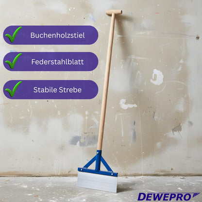 DEWEPRO Stossscharre mit Holzstiel und Federstahlblatt 300 mm