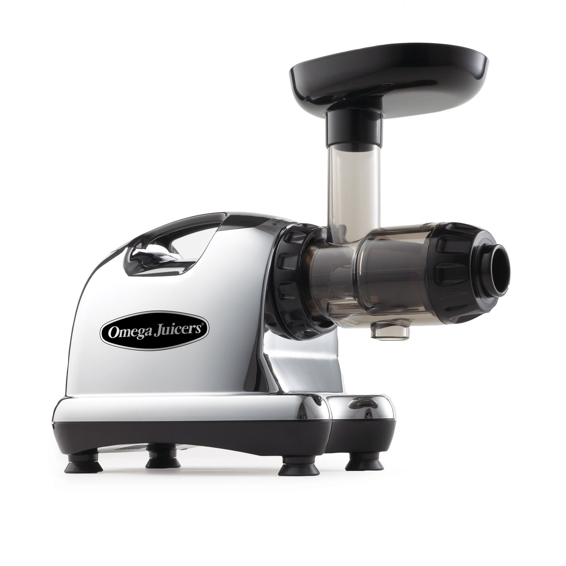 Omega J8226 Multifunktions-Mixer mit Kunststoffgehäuse: Kompaktes Küchengerät, das entsaftet, püriert und Zutaten verarbeitet.